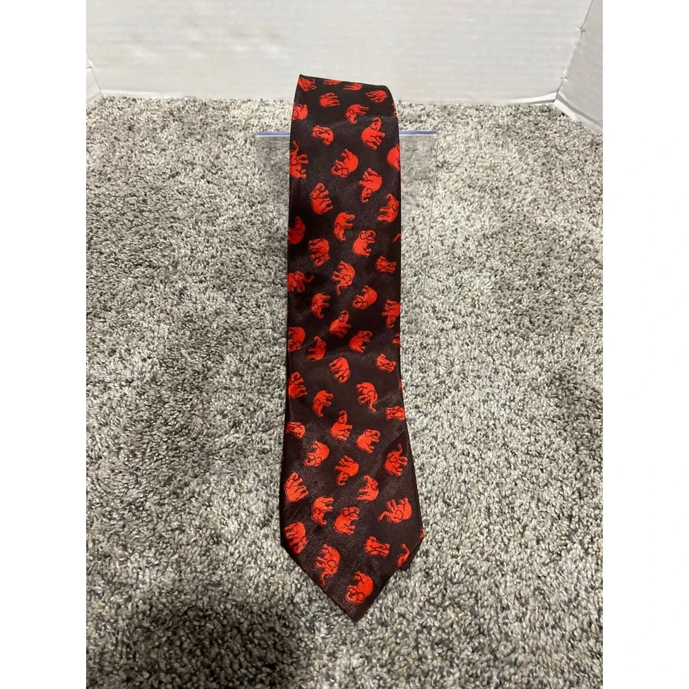 Necktie Unbranded Mens Black Red Good Elephant Thai Silk OS